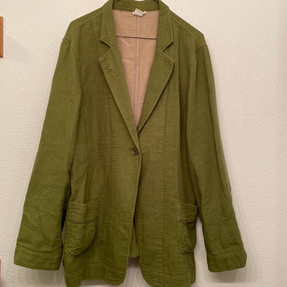 Vintage Jones New York green linen blend jacket